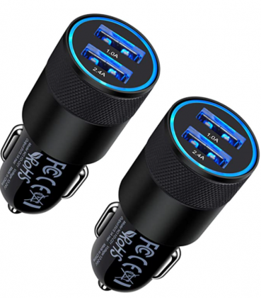 Fast Car Charger, 2Pack 3.4A Fast Charging Car Adapter Dual Port Cigarette Lighter USB Charger for iPhone 12 11 Pro Max SE XR XS X 8 7 6 6S Plus, Sams