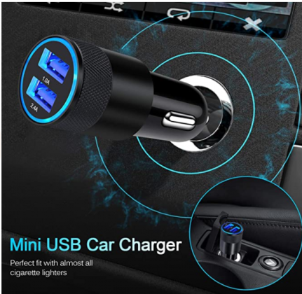 Fast Car Charger, 2Pack 3.4A Fast Charging Car Adapter Dual Port Cigarette Lighter USB Charger for iPhone 12 11 Pro Max SE XR XS X 8 7 6 6S Plus, Sams