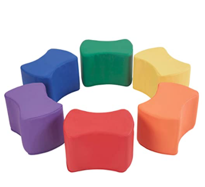 FDP SoftScape 10 inch Butterfly Stool Modular Seating Set for Toddlers and Kids, Soft Lightweight Foam, Colorful Flexible Seating for In-Home Learning
