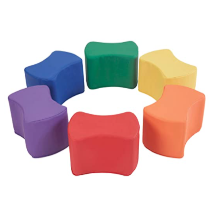 FDP SoftScape 10 inch Butterfly Stool Modular Seating Set for Toddlers and Kids, Soft Lightweight Foam, Colorful Flexible Seating for In-Home Learning