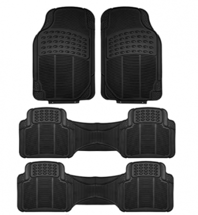FH Group F11306BLACK-3ROW Floor Mat (Trimmable Heavy Duty 3 Row SUV All Weather 4pc Full Set - Black)