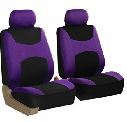 FH Group FB030PURPLE-COMBO Seat Cover Combo Set with Steering Wheel Cover and Seat Belt Pad (Airbag Compatible and Split Bench Purple)