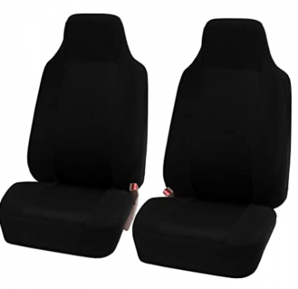 FH Group FB102BLACK102 Black Front Classic Cloth 3D Air mesh Bucket Auto Seat Cover, Set of 2, Black-Half