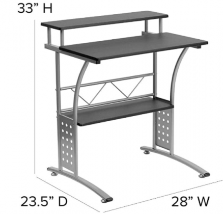 Flash Furniture Clifton Computer Desk - Black Home Office Desk - Raised Monitor Shelf - Perforated Side Paneling