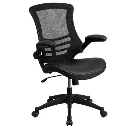 Flash Furniture Desk Chair with Wheels | Swivel Chair with Mid-Back Black Mesh and LeatherSoft Seat for Home Office and Desk