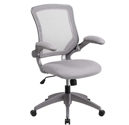 Flash Furniture Mid-Back Gray Mesh Swivel Ergonomic Task Office Chair with Gray Frame and Flip-Up Arms