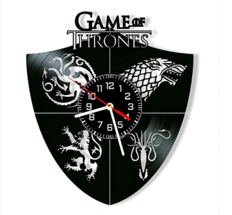 Game of Thrones Vinyl Clock, Wall Clock 12 inch (30 cm), Original Gifts for Fans Game of Thrones, The Best Home Decorations, Unique Art Decor, Origina