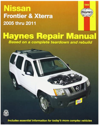 Haynes 72032 Nissan Frontier and Xterra Haynes Repair Manual for 2005-2014 covering all two and four-wheel drive models