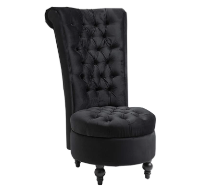 HOMCOM Retro Button-Tufted Royal Design High Back Armless Chair with Thick Padding and Rubberwood Legs, Black
