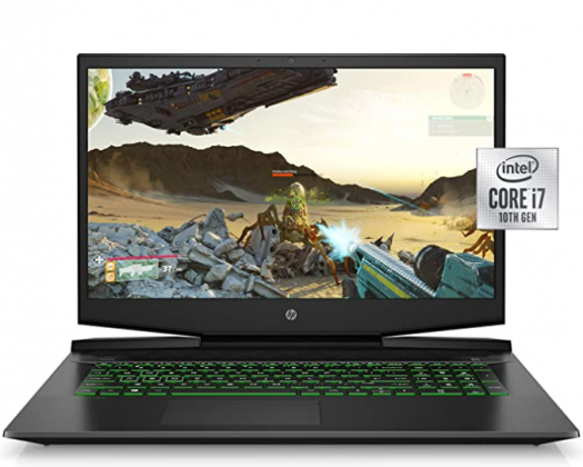 HP Pavilion Gaming Laptop 17-inch, Intel Core i7, NVIDIA GeForce GTX 1660 Ti with Max-Q, 16 GB RAM, 256 GB SSD, Windows 10 Home (17-cd1030nr, Shadow B
