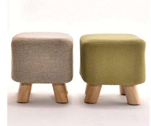 joyMerit Square Stool Seat Linen Cover Home Furniture Decor for Footstool Ottoman - Light Gray