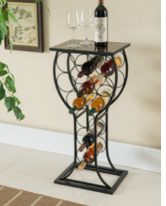 Kings Brand Furniture Metal with Marble Finish Top Wine Storage Organizer Display Rack Table
