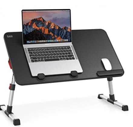 [Large Size] Laptop Bed Tray Table, SAIJI Adjustable Laptop Stand, Portable Lap Desks with Foldable Legs, Notebook Standing Breakfast Reading Desk for