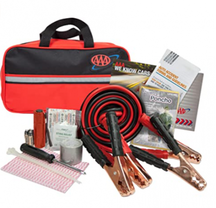 Lifeline AAA Premium Road Kit, 42 Piece Emergency Car Kit with Jumper Cables, Flashlight and First Aid Kit,4330AAA,Black