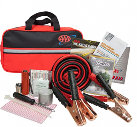 Lifeline AAA Premium Road Kit, 42 Piece Emergency Car Kit with Jumper Cables, Flashlight and First Aid Kit,4330AAA,Black