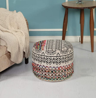 LR Home Recycled Neo-Bohemian Pouf, 18