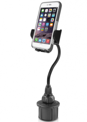 Macally Car Cup Holder Phone Mount - 8” Long Flexible Gooseneck with 360° Adjustable Holder - Securely Fits Phones with/without Case up to 4.1” Wide -