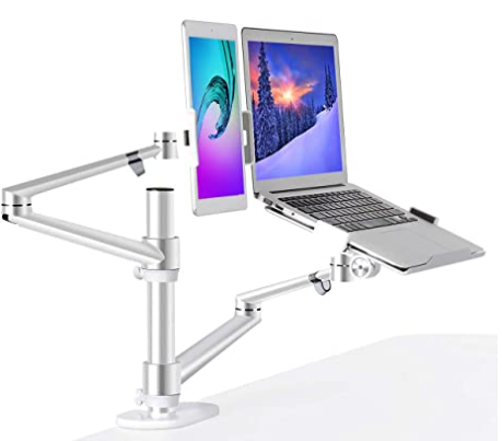 MagicHold 3 in 1 Stand for Laptop and Monitor or Tablet, Laptop/Monitor Desk Stand arm, 360º Rotating, Height Adjustable,Supports Laptop(11-17 inch),