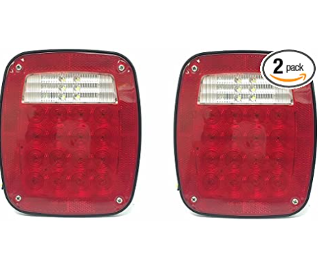 MaxxHaul 80685 Universal Square 12V Combination 38 LED Signal Tail Light - For Truck, Trailer, Boat, Jeep, SUV, RV, Vans, Flatbed ,2 Pack, Regular