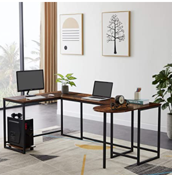 Merax U-Shaped Computer, Industrial Corner Writing CPU Stand, Gaming Table Workstation Home Office Desk, 78.7