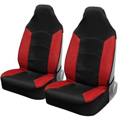 Motor Trend M292 Red Mesh Car Seat Covers for Front Seats Only – Premium High Back Automotive Seat Covers, Made for Vehicles with Integrated Fixed Hea