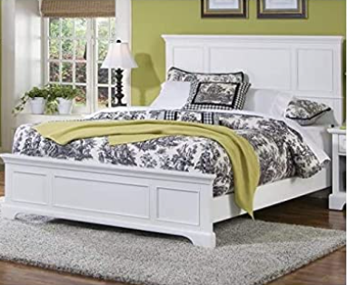 Naples White Queen Bed by Home Styles & Naples White Nightstand with Drawer, Mahogany Hardwood Solids and Engineered Woods, and Open Storage Space