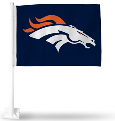 NFL Denver Broncos - Navy Bronco Head Car Flag with included Pole