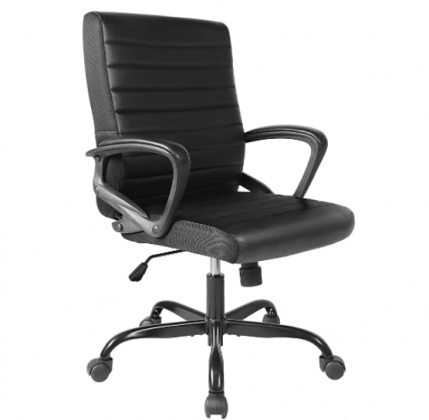 Office Chair Bonded Leather, Ergonomic Executive Computer Task Office Desk Chair Mid-Back with Swiveling Casters for Home Office Conference Room