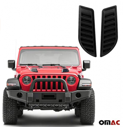 OMAC Auto Exterior Accessories Car Hood Vent Scoop Kit | Decorative Air Flow Intake Scoop Black | Fits Jeep Gladiator