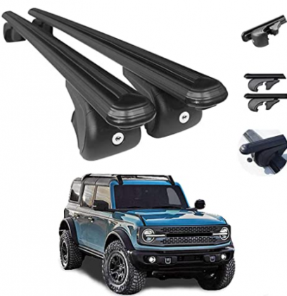 OMAC Auto Exterior Accessories Roof Rack Crossbars | Aluminum Lockable Black Roof Top Cargo Racks | Luggage Ski Kayak Bike Snowboard Carriers Set 2 Pc