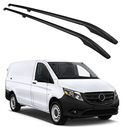 OMAC Car Accessories Roof Rack Side Rails Car Rooftop Black Luggage Cargo Carrier Kayak Storage Set Compatible with Mercedes Metris W447 2016-2021