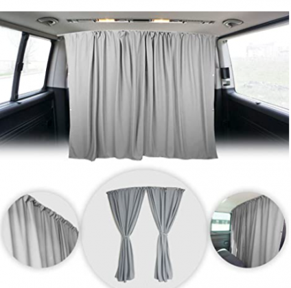 OMAC Van Cab Divider Curtains Campervan Sunshade Blinds Kit Grey | Fits Mercedes Sprinter Accessories 2 pcs. Curtains 1pcs. Profiles Screws