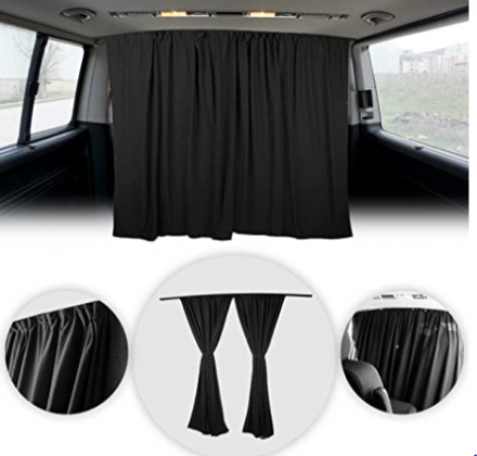 OMAC Van Cab Divider Curtains Campervan Sunshade Blinds Kit Black | Fits Mercedes Accessories 2 pcs. Curtains 1pcs. Profiles Screws
