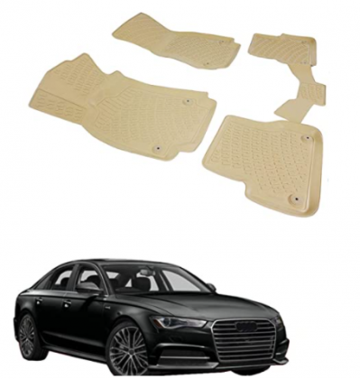 OMAC Waterproof Complete Set Custom Fit Liner | All Weather Performance 3D Molded Tan Rubber Floor Mat | Fits Audi A6 C7 Sedan 2012-2018 | Auto Interi