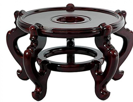 Oriental Furniture Rosewood Fishbowl Stand - Size 9.5 in. Base Diameter