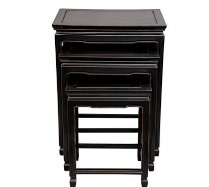 Oriental Furniture Rosewood Nesting Tables - Antique Black