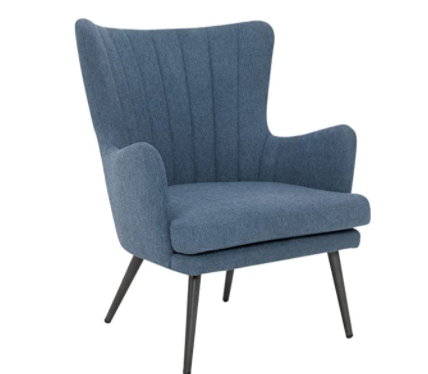 OSP Home Furnishings Jenson Mid-Century Modern Accent Arm Chair, Blue Fabric