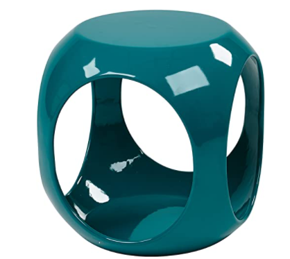 OSP Home Furnishings Slick High Gloss Finish Cube Occasional Table, Blue