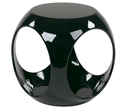 OSP Home Furnishings Slick High Gloss Finish Cube Occasional Table, Black