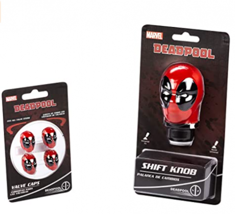 Pilot Automotive AMA-MVL-05 Universal Marvel Deadpool Car Shift Knob and Valve Cap Accessories Combo Kit | Collectible Official Merchandise