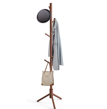 Pipishell Sturdy Wooden Coat Rack Stand, 3 Adjustable Sizes Coat Tree with 8 Hooks, Hallway/Entryway Hat Hanger for Clothes, Accessories, Used in Bedr