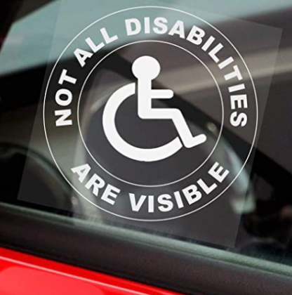 Platinum Place 1 x Not All Disabilities are Visible-Round-Van,Truck,Bus,Disabled Window Sticker-Sign,Car,Badge,Blue,Holder,Warning,Notice,Driver,Passe