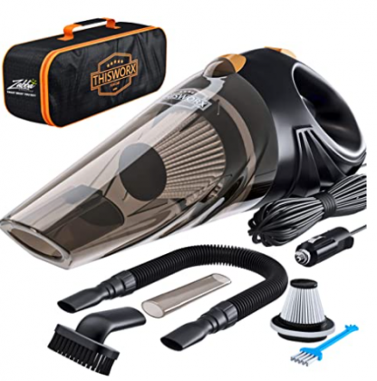 Portable Car Vacuum Cleaner: High Power Corded Handheld Vacuum w/ 16 foot cable - 12V - Best Car & Auto Accessories Kit for Detailing and Cleaning Car
