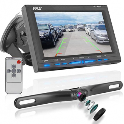 Rear View Backup Car Camera - Screen Monitor System w/ Parking and Reverse Assist Safety Distance Scale Lines, Waterproof & Night Vision, 7