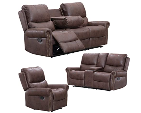 Recliner Sofa for Living Room Set Reclining Couch Sofa Chair Palomino Fabric Loveseat 3 Seater Home Theater Seating Manual Recliner Motion Home Furnit