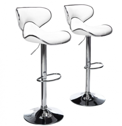 Roundhill Furniture Masaccio Cushioned White Leatherette Upholstery Airlift Swivel Barstool (Set of 2)