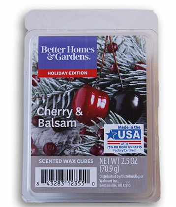 Seasonal Décor Better Homes and Gardens Scented Wax Cubes 2020 Editions - Cherry & Balsam - 2.5 Oz, 9980, Red