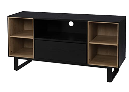 SEI Furniture Kinsham Storage Media Console, Black/Natural