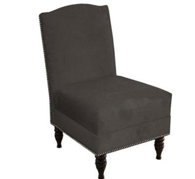 Skyline Furniture Armless Nail Button Chair in Premier Charcoal, Single