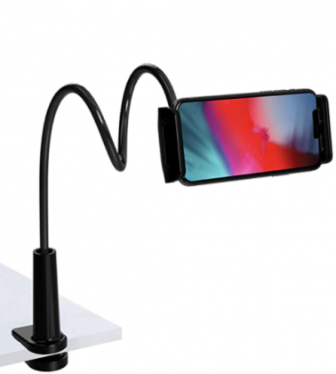 TalkWorks Gooseneck Clip Mount Cell Phone Holder Stand - Flexible Tabletop Clamp for Home & Office on Work Desk, Bed Nightstand, Kitchen Counter - for